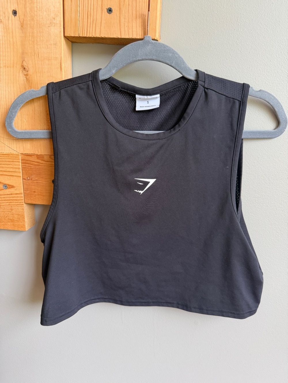 Gymshark Black Cropped Training Tank with White Logo